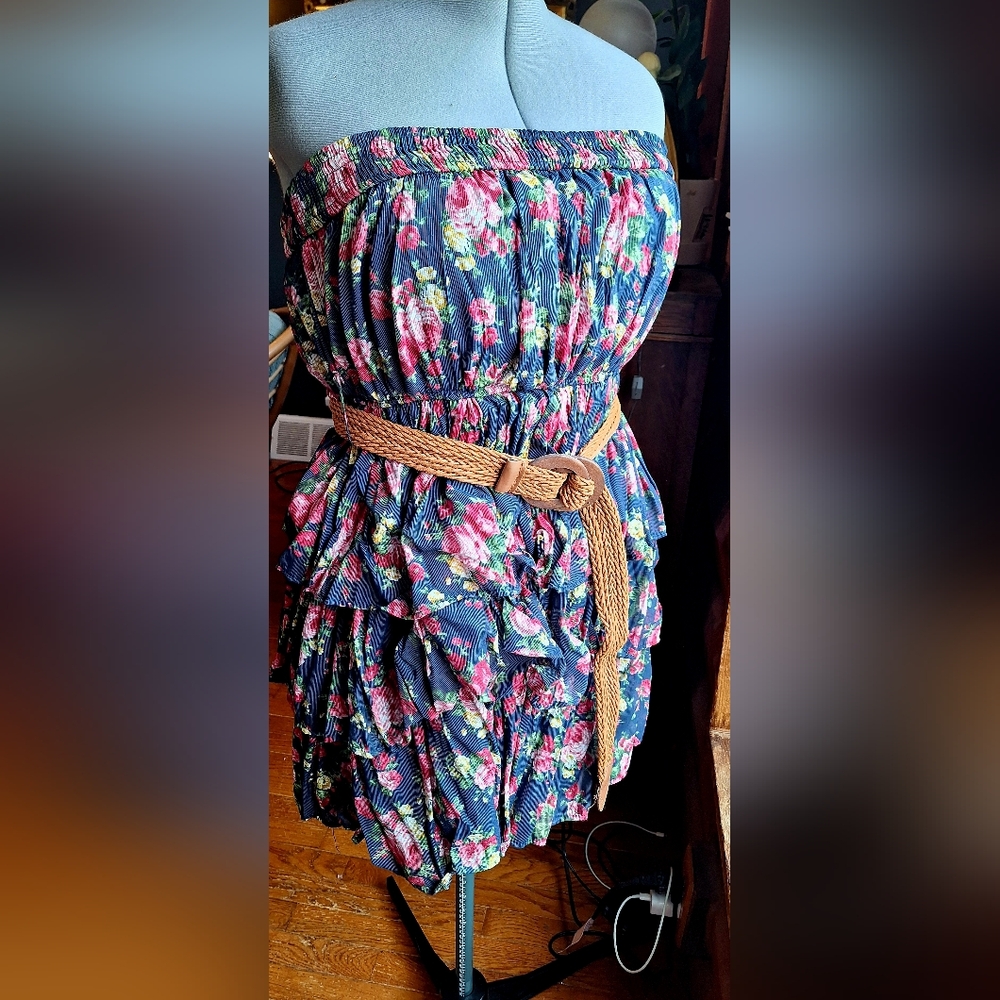 Deb Floral Mini Dress with Brown Belt